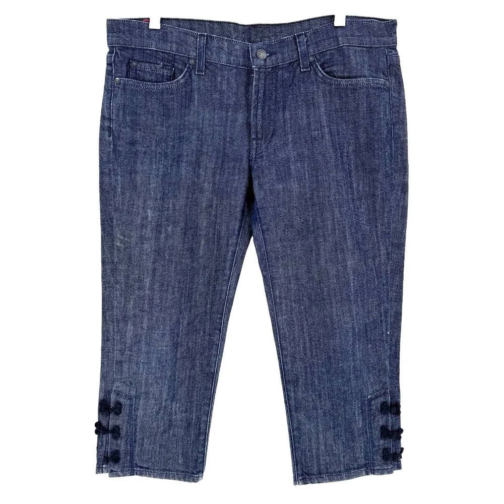 7 for all Mankind Crop Roxy Jeans Women's 32 Dark Wash Oriental Accent Capri